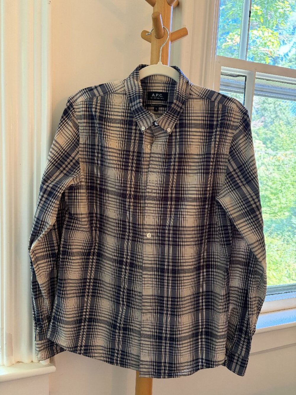 APC Psychedelic blue-beige plaid shirt M